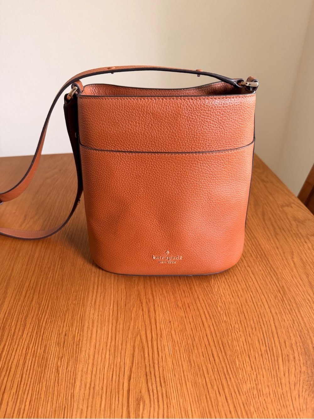 kate spade Pebbled Leather Crossbody in Tan Orange